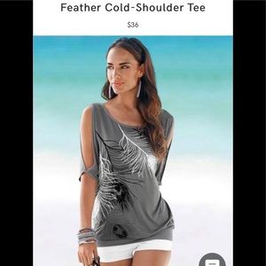 VENUS Feather Cold Shoulder Top